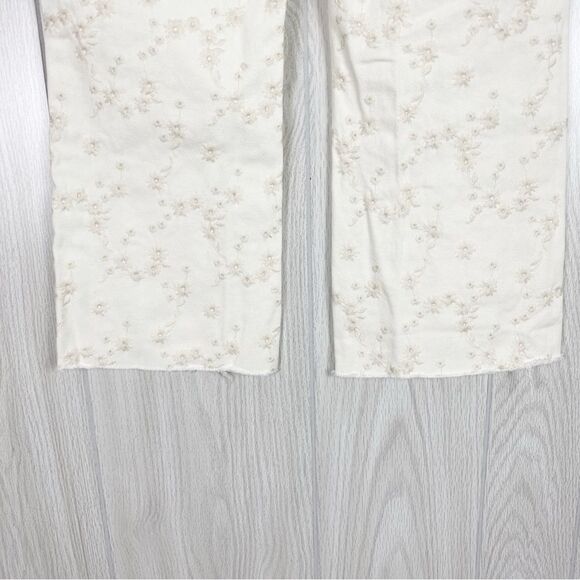 J. Crew | White Floral Embroidered Billie Demi Door Cropped Jeans Size 29 - Picture 7 of 12